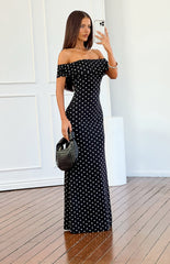 Cole Black Polka Mesh Maxi Dress - PRE ORDER